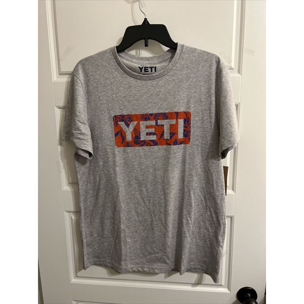 Yeti‎ Men/Women Flip Logo Badge Gray/Orange Size Medium Tee